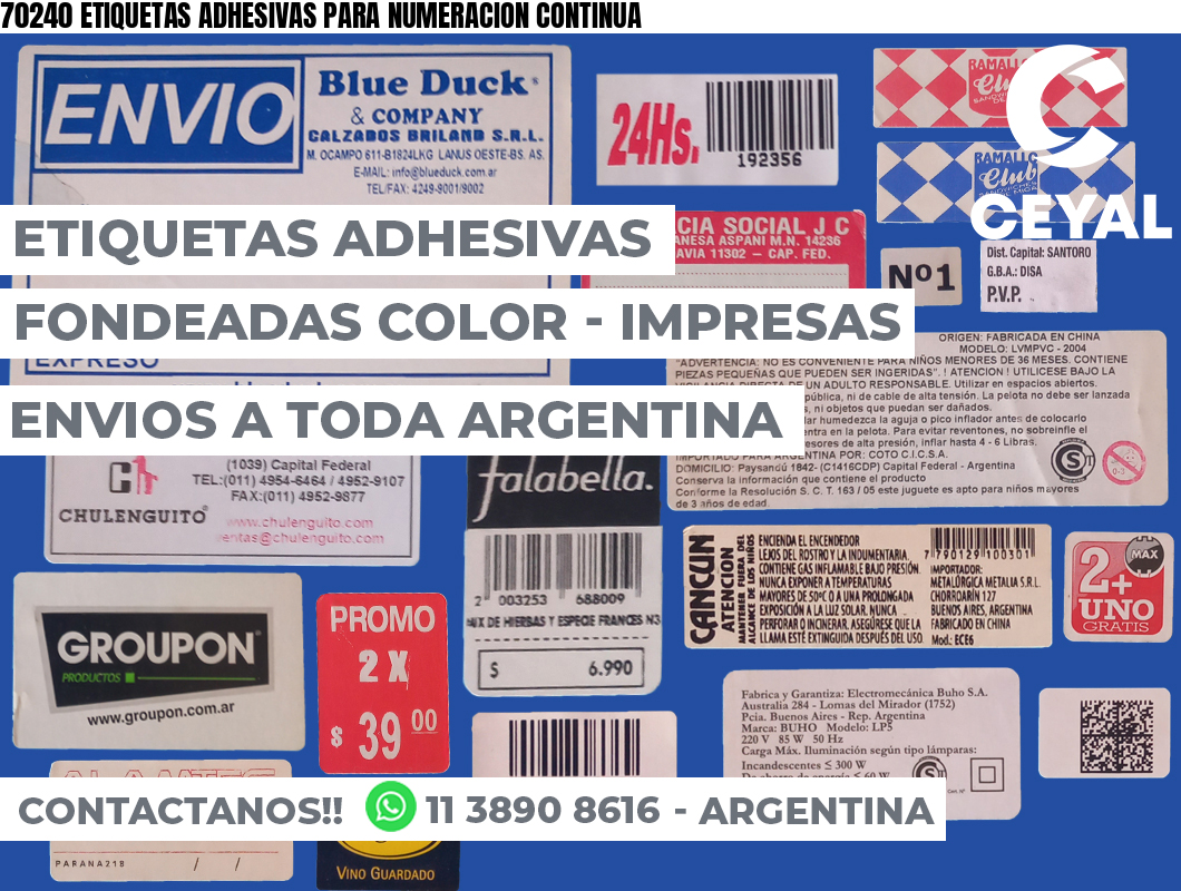 70240 ETIQUETAS ADHESIVAS PARA NUMERACION CONTINUA