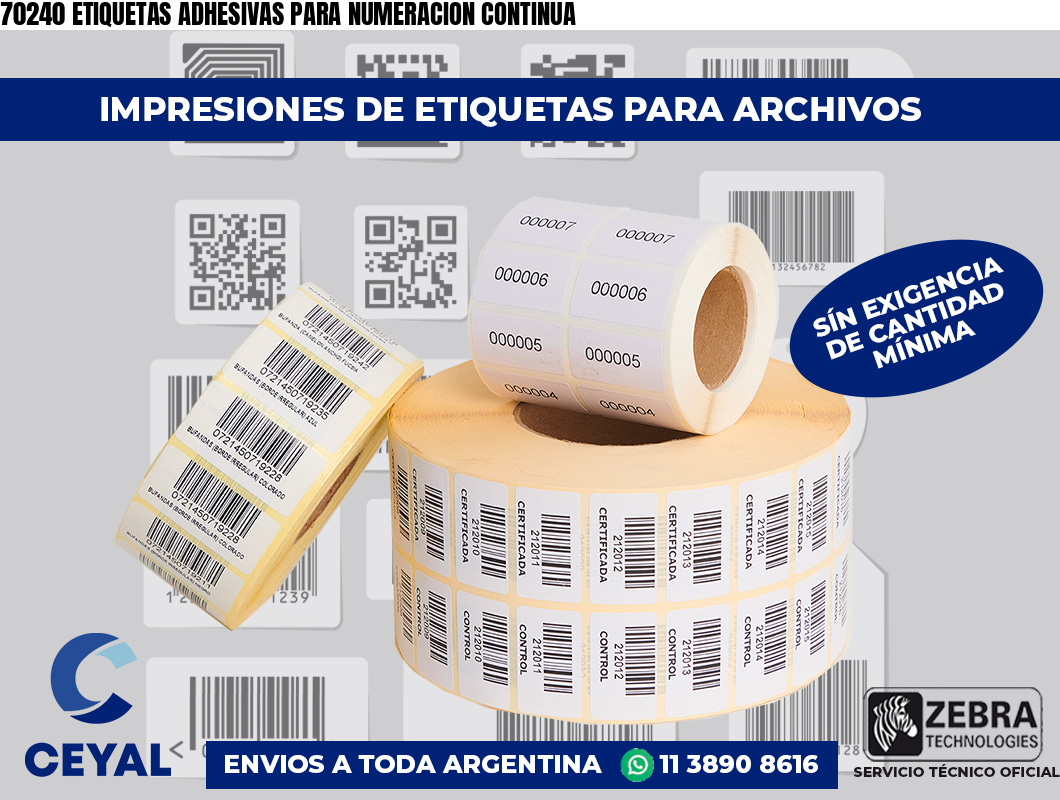 70240 ETIQUETAS ADHESIVAS PARA NUMERACION CONTINUA