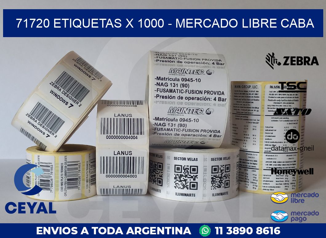 71720 ETIQUETAS X 1000 - MERCADO LIBRE CABA