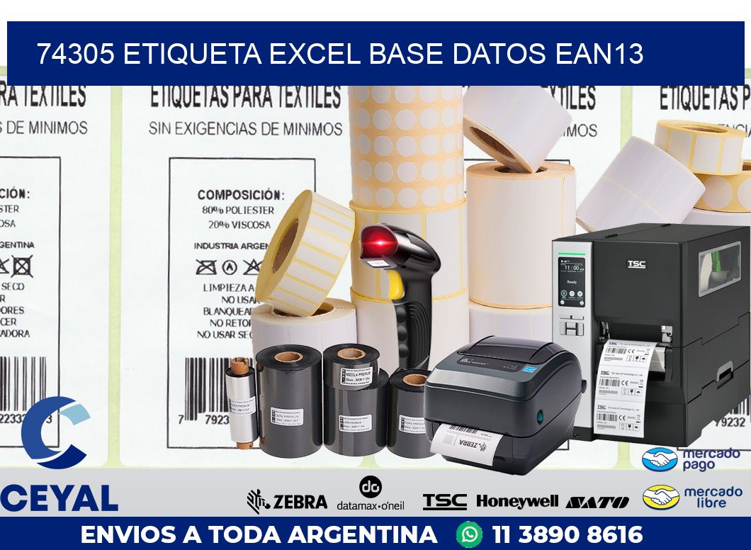 74305 etiqueta excel base datos ean13