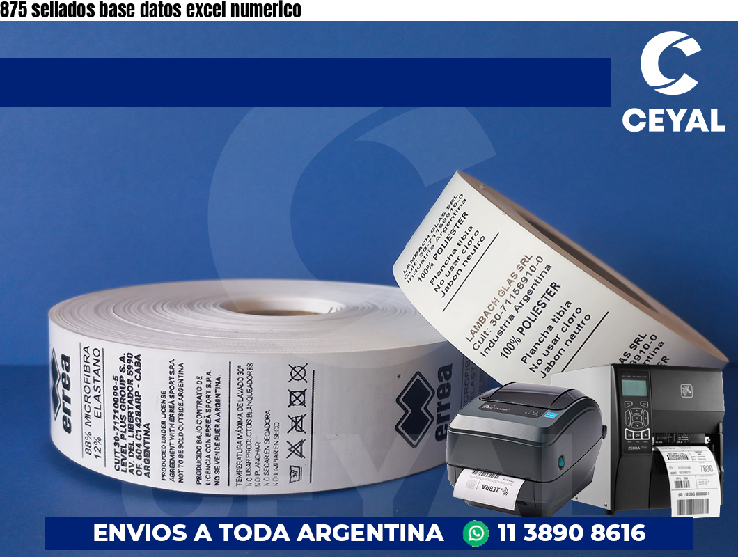 875 sellados base datos excel numerico