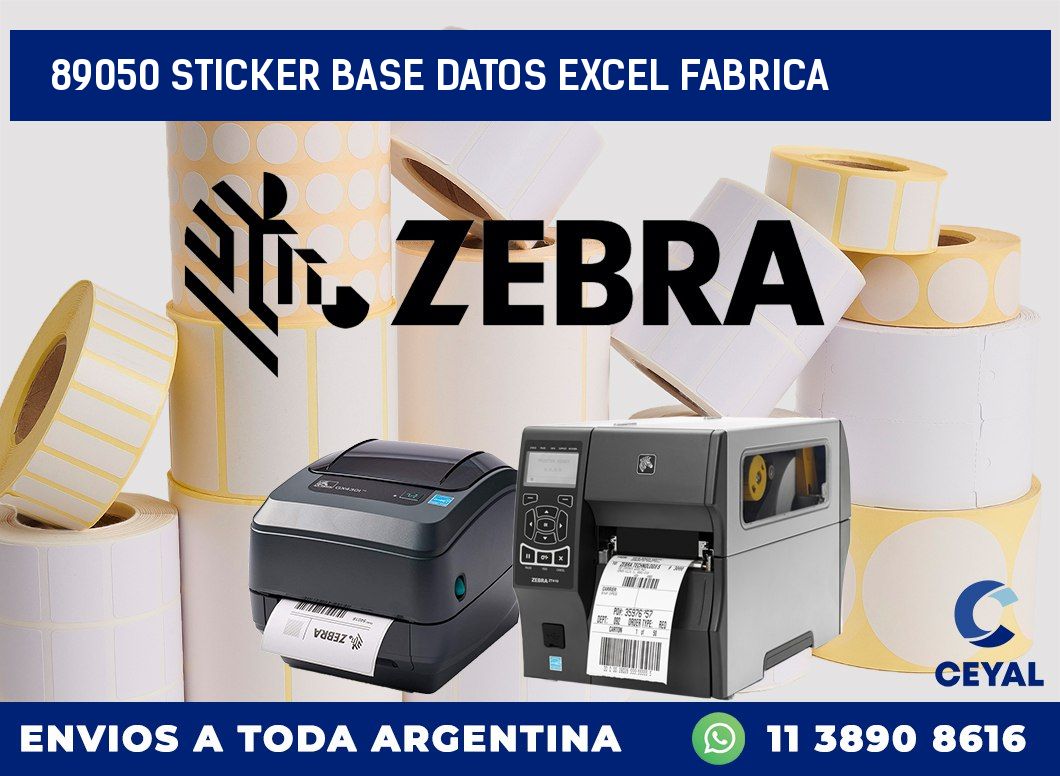 89050 sticker base datos excel fabrica