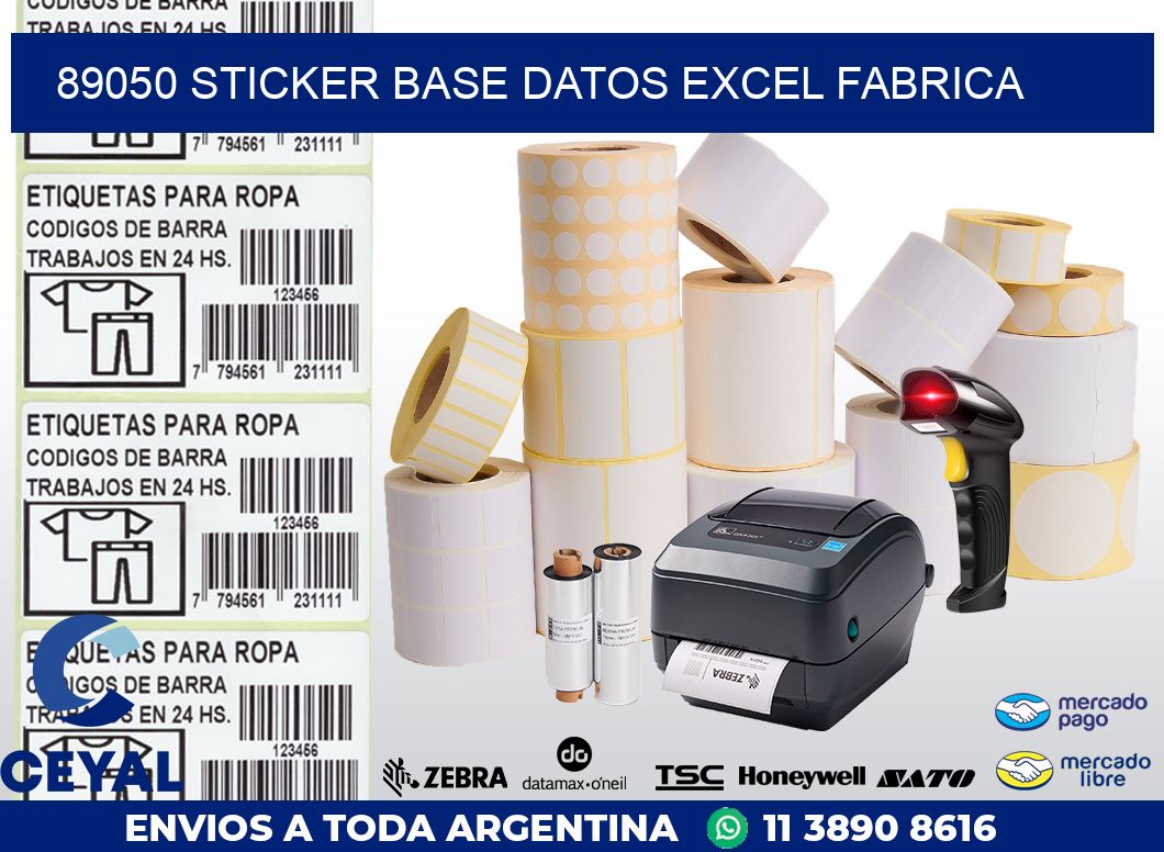 89050 sticker base datos excel fabrica