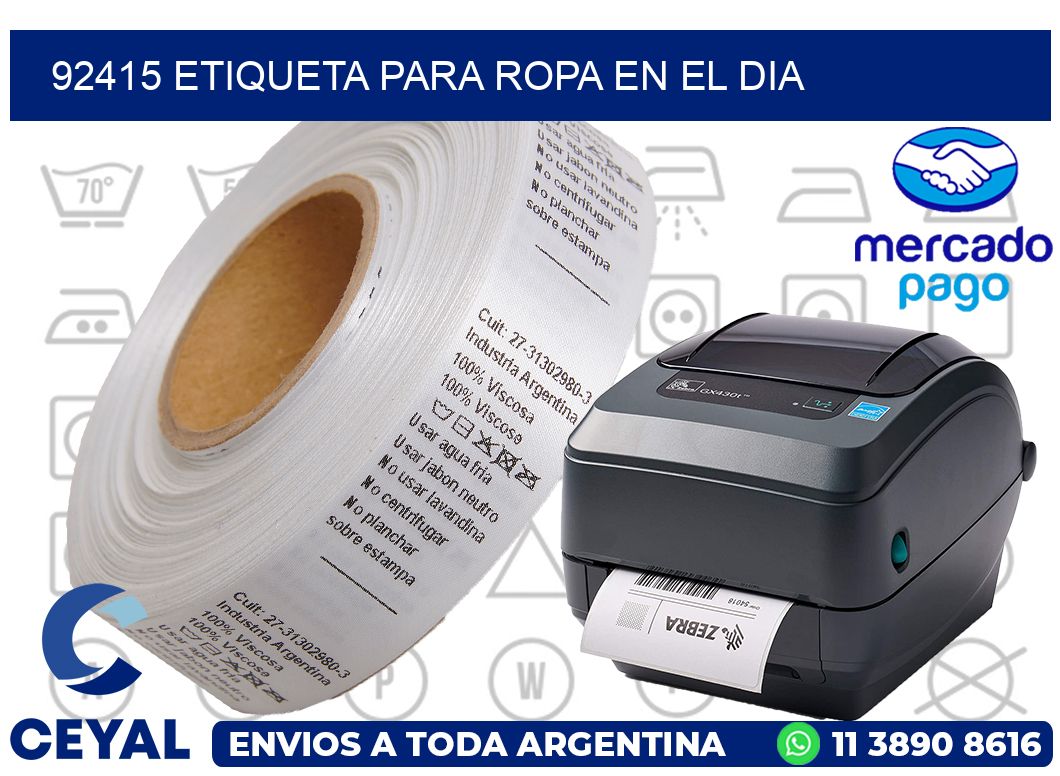 92415 ETIQUETA PARA ROPA EN EL DIA