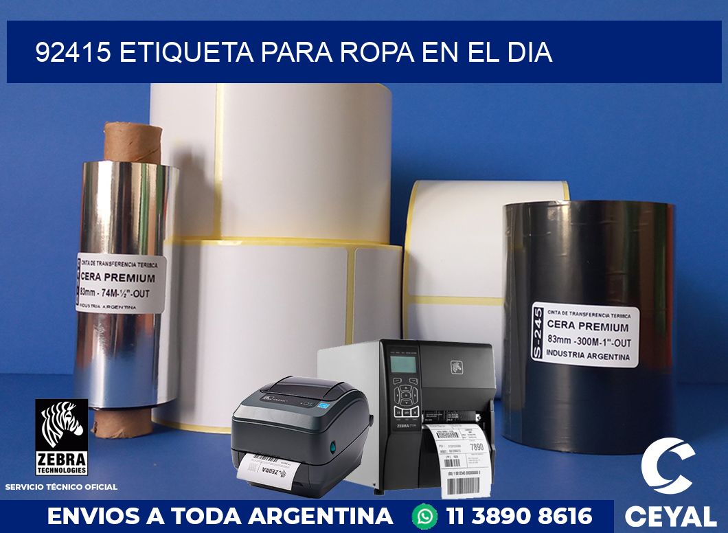 92415 ETIQUETA PARA ROPA EN EL DIA