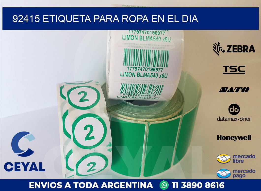 92415 ETIQUETA PARA ROPA EN EL DIA