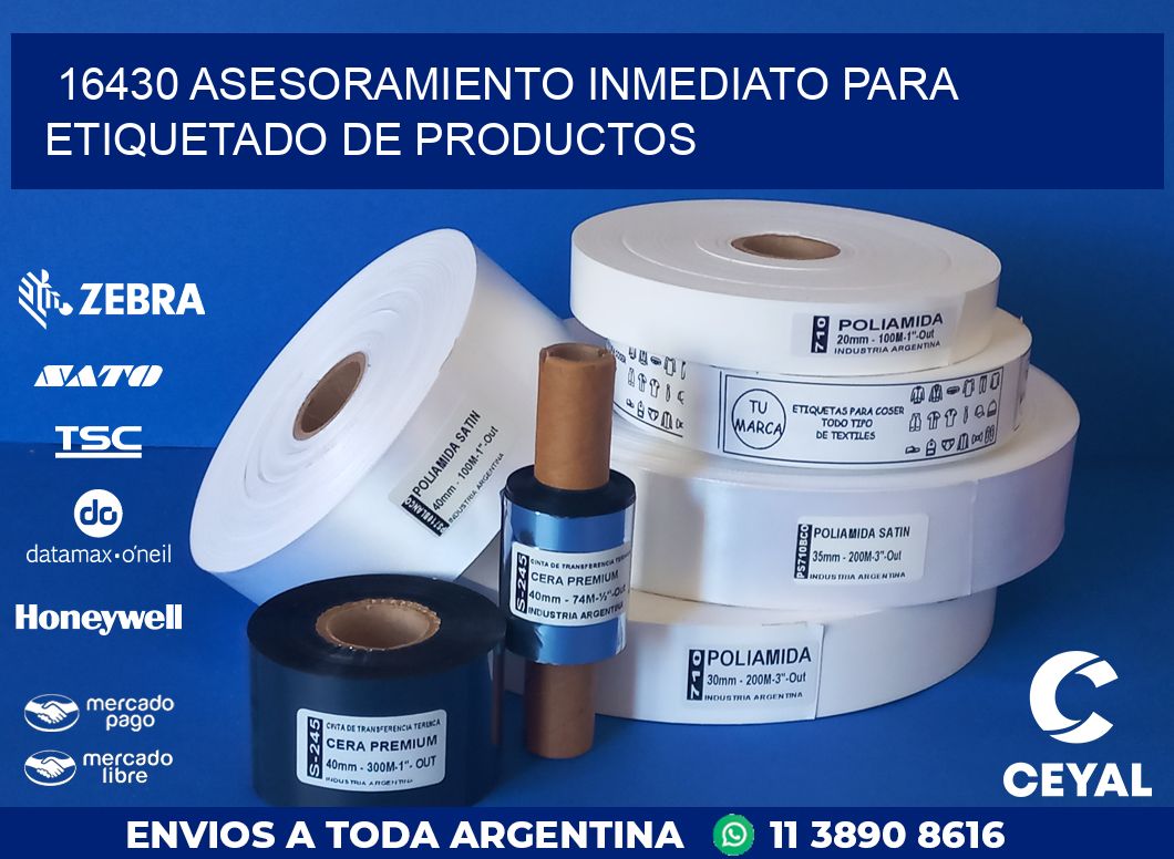 16430 ASESORAMIENTO INMEDIATO PARA ETIQUETADO DE PRODUCTOS