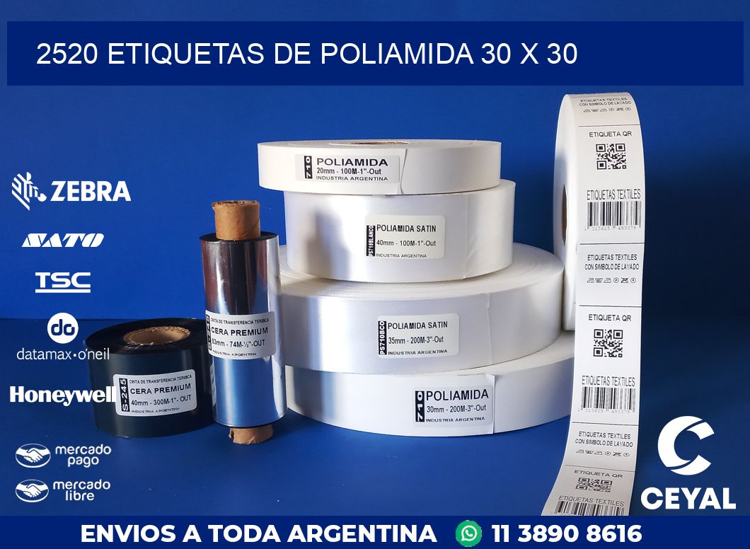 2520 ETIQUETAS DE POLIAMIDA 30 X 30