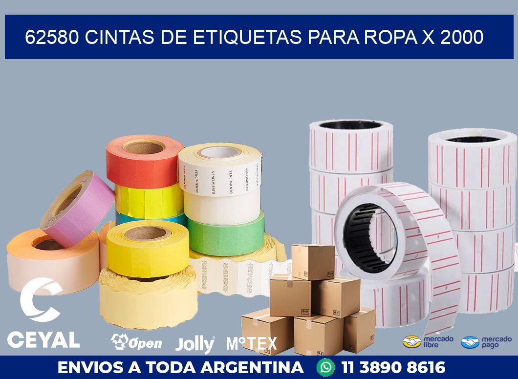 62580 CINTAS DE ETIQUETAS PARA ROPA X 2000