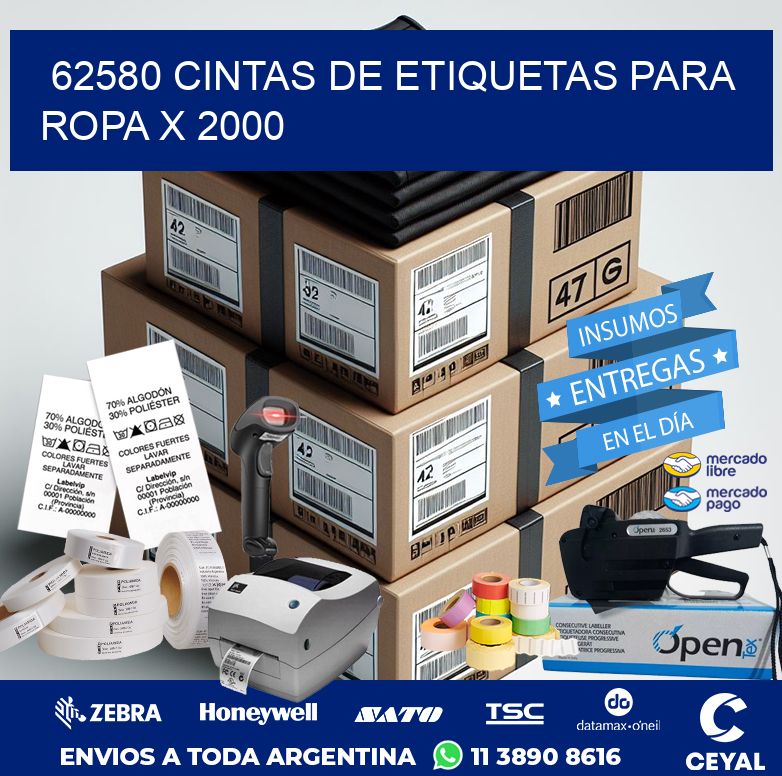 62580 CINTAS DE ETIQUETAS PARA ROPA X 2000