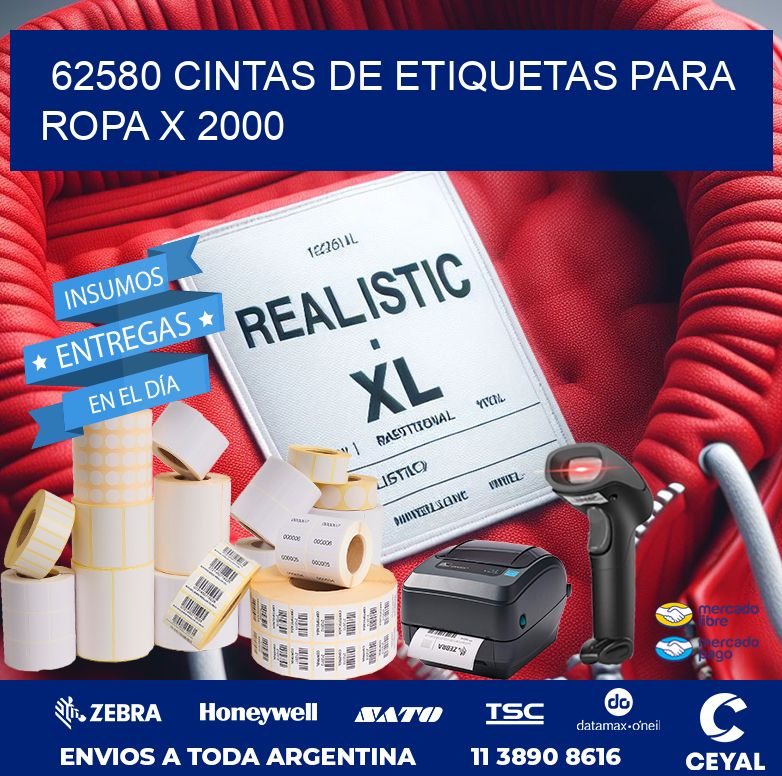 62580 CINTAS DE ETIQUETAS PARA ROPA X 2000