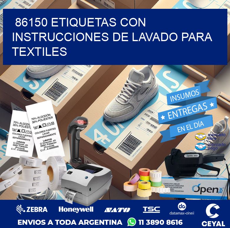 86150 ETIQUETAS CON INSTRUCCIONES DE LAVADO PARA TEXTILES
