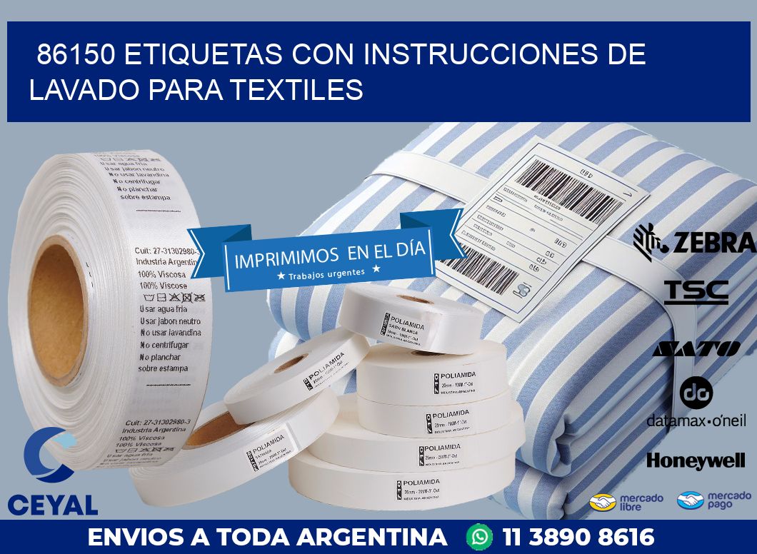 86150 ETIQUETAS CON INSTRUCCIONES DE LAVADO PARA TEXTILES