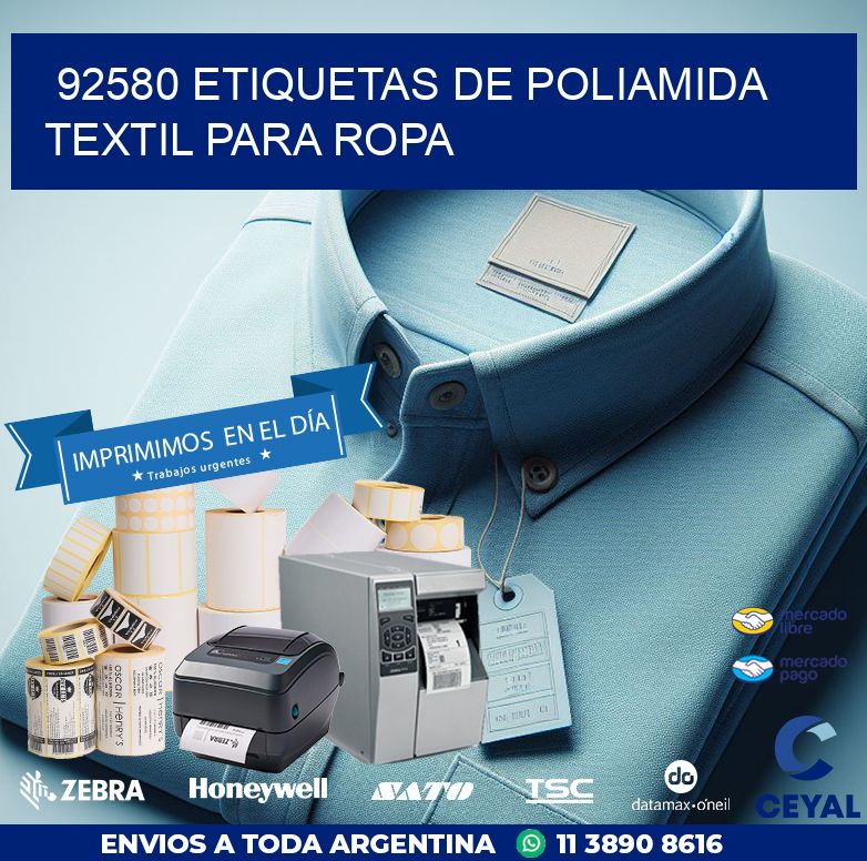 92580 ETIQUETAS DE POLIAMIDA TEXTIL PARA ROPA