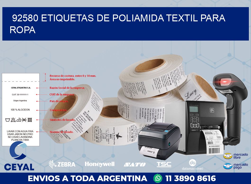 92580 ETIQUETAS DE POLIAMIDA TEXTIL PARA ROPA