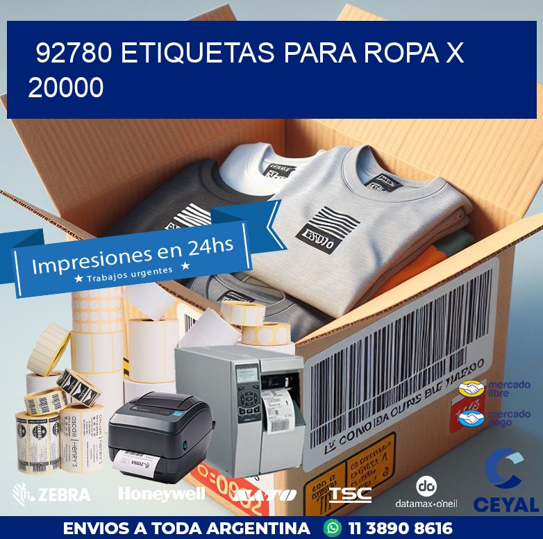 92780 ETIQUETAS PARA ROPA X 20000