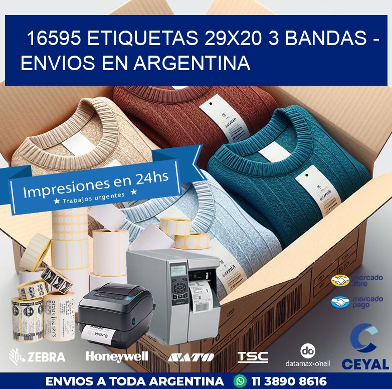 16595 ETIQUETAS 29X20 3 BANDAS - ENVIOS EN ARGENTINA
