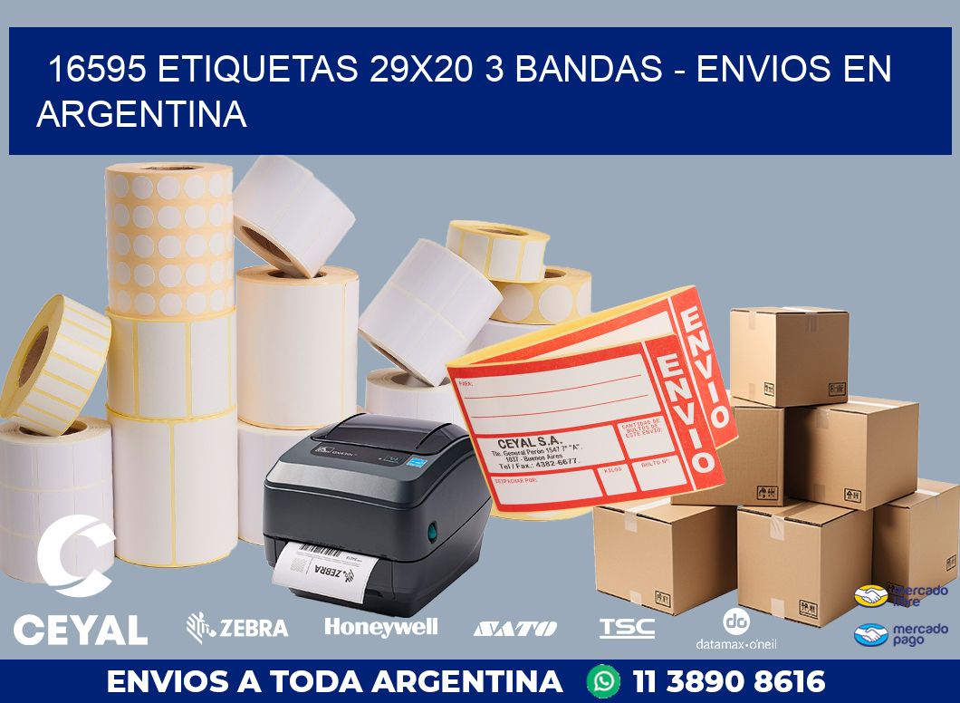 16595 ETIQUETAS 29X20 3 BANDAS - ENVIOS EN ARGENTINA