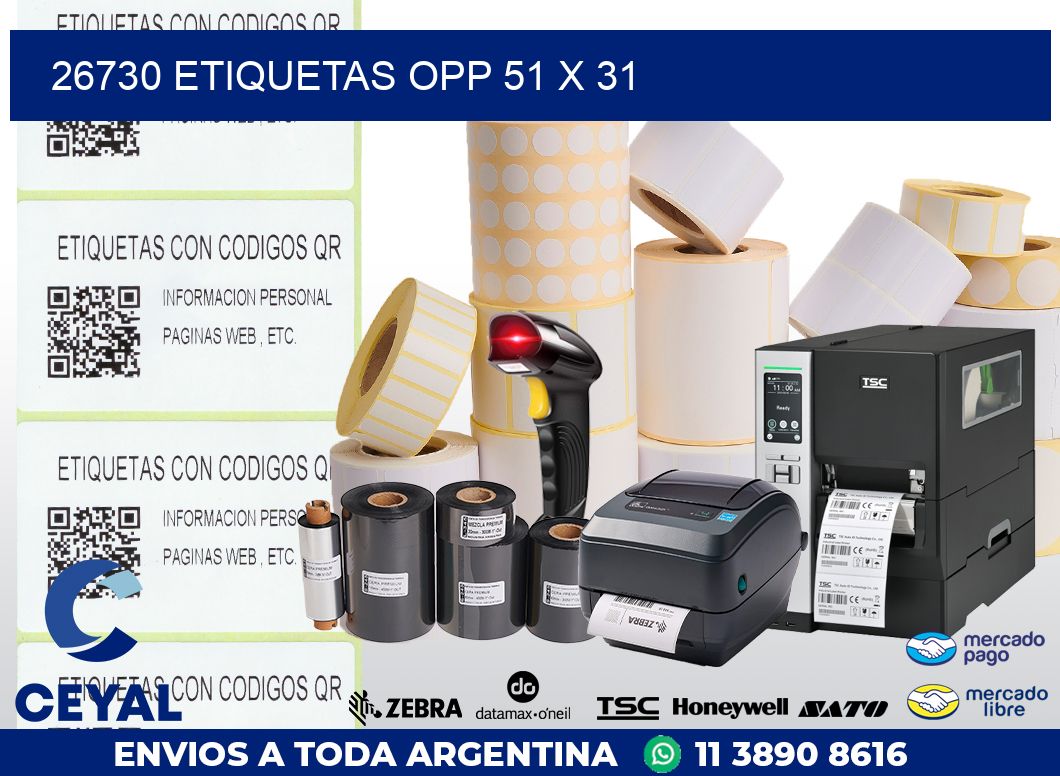 26730 ETIQUETAS OPP 51 X 31