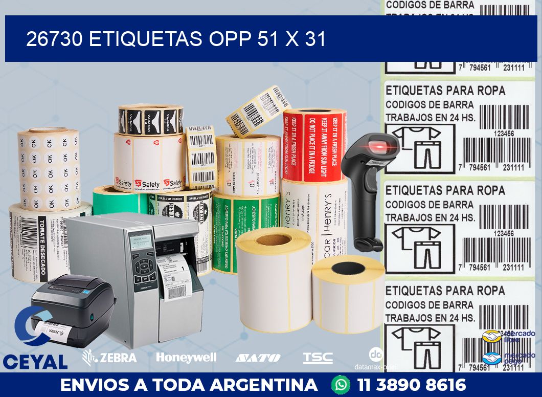 26730 ETIQUETAS OPP 51 X 31