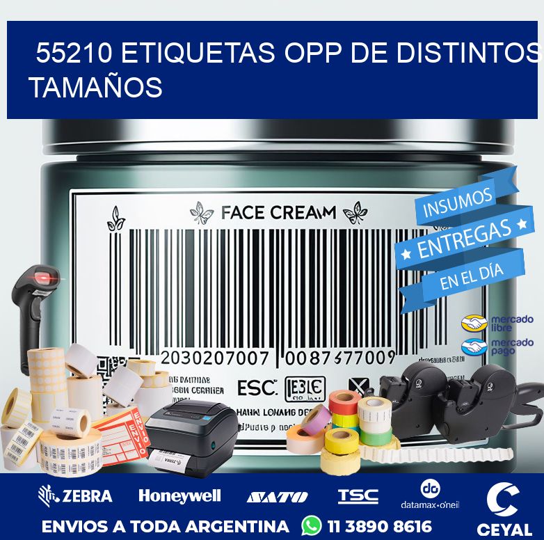 55210 ETIQUETAS OPP DE DISTINTOS TAMAÑOS