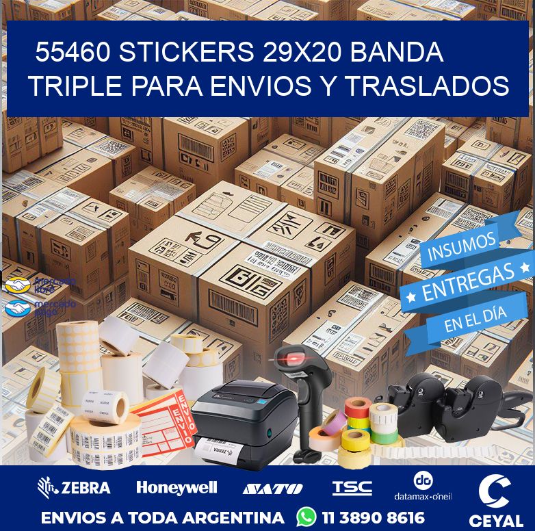 55460 STICKERS 29X20 BANDA TRIPLE PARA ENVIOS Y TRASLADOS