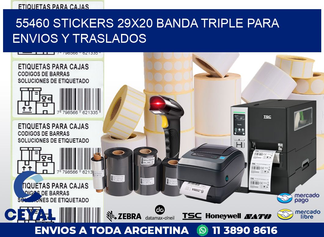 55460 STICKERS 29X20 BANDA TRIPLE PARA ENVIOS Y TRASLADOS