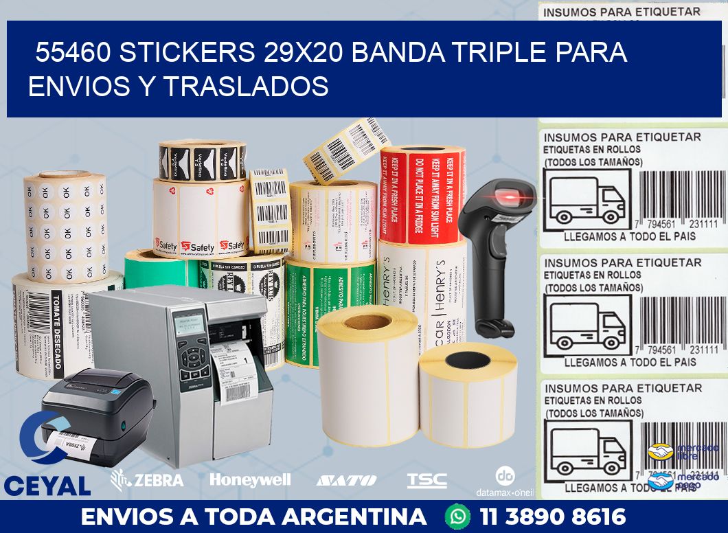 55460 STICKERS 29X20 BANDA TRIPLE PARA ENVIOS Y TRASLADOS