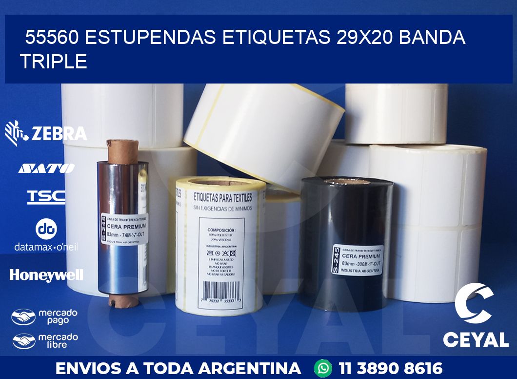 55560 ESTUPENDAS ETIQUETAS 29X20 BANDA TRIPLE