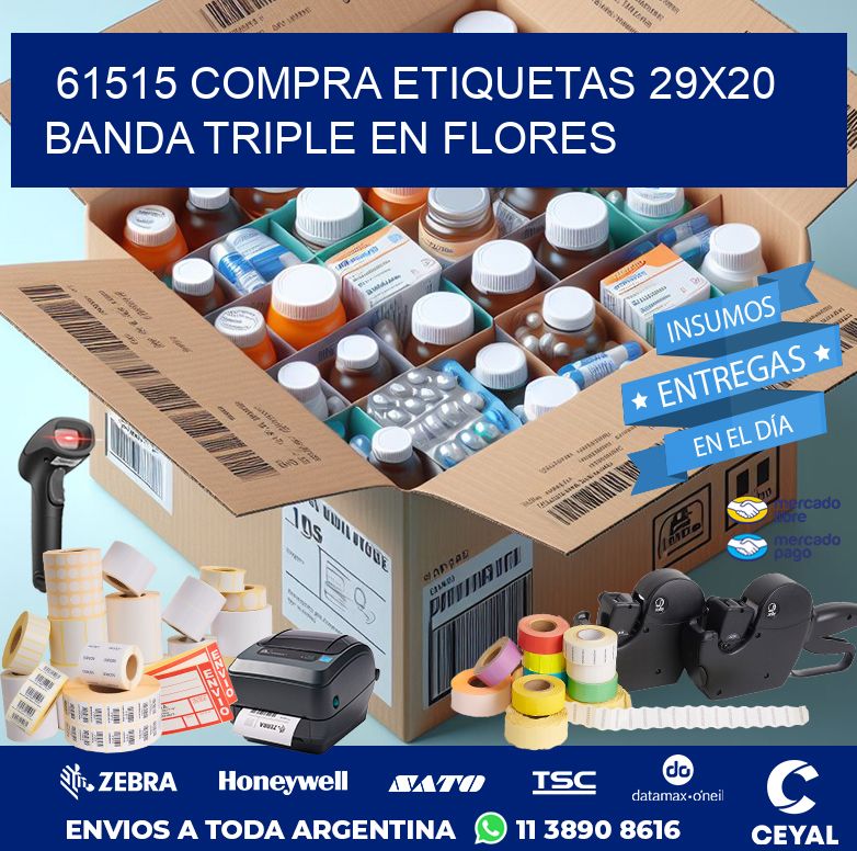 61515 COMPRA ETIQUETAS 29X20 BANDA TRIPLE EN FLORES