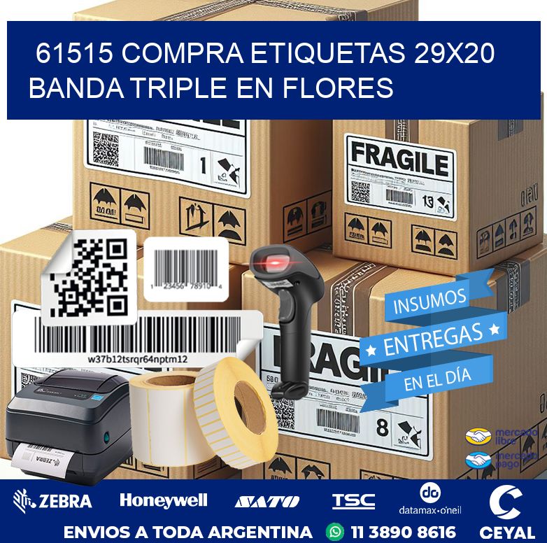 61515 COMPRA ETIQUETAS 29X20 BANDA TRIPLE EN FLORES