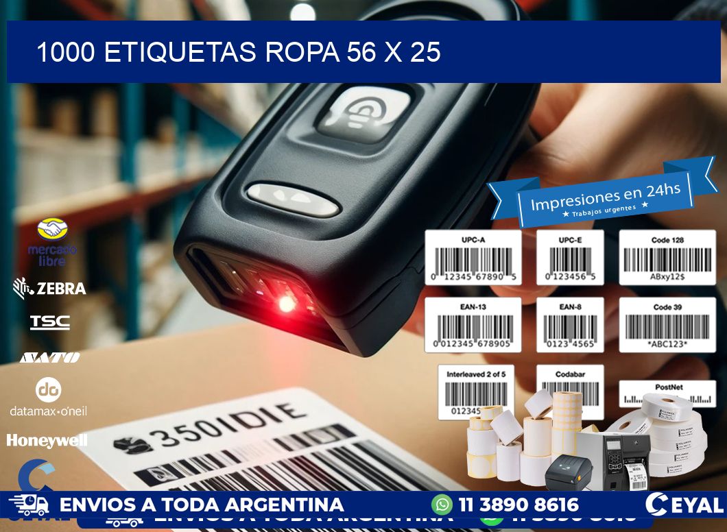 1000 ETIQUETAS ROPA 56 x 25