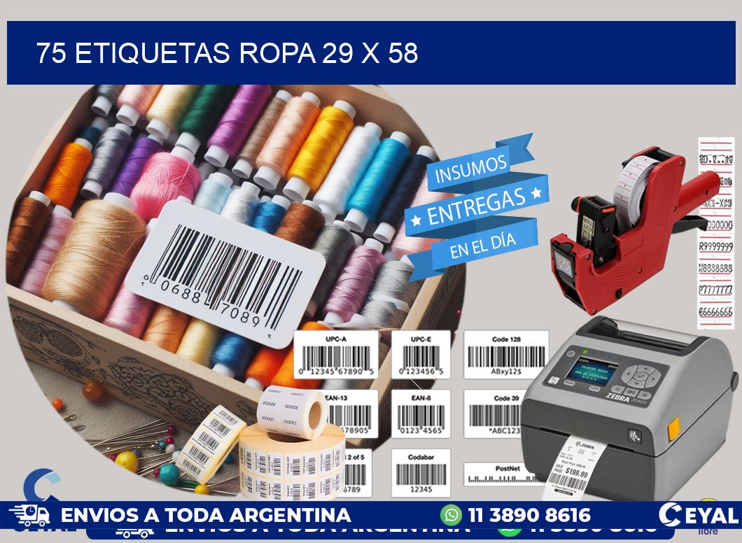 75 ETIQUETAS ROPA 29 x 58