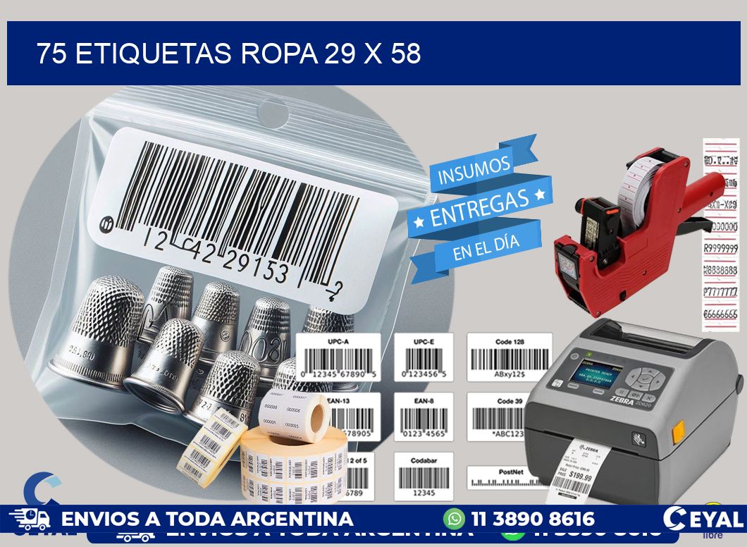 75 ETIQUETAS ROPA 29 x 58