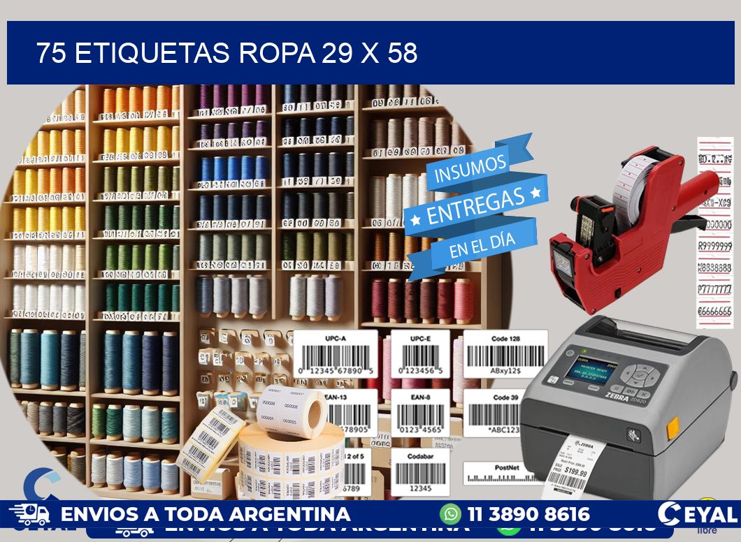 75 ETIQUETAS ROPA 29 x 58
