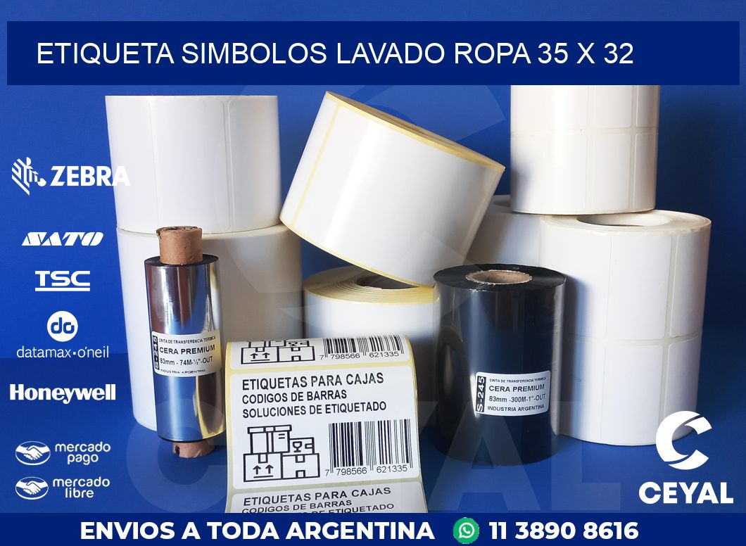 ETIQUETA SIMBOLOS LAVADO ROPA 35 x 32