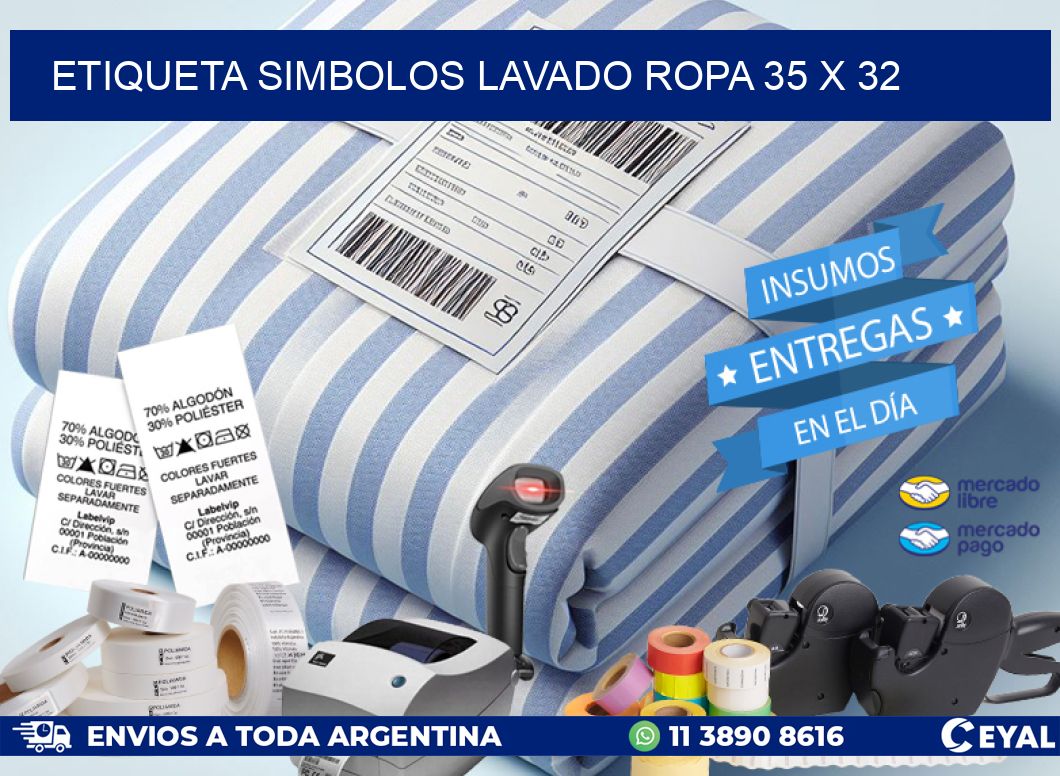 ETIQUETA SIMBOLOS LAVADO ROPA 35 x 32