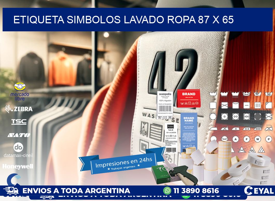 ETIQUETA SIMBOLOS LAVADO ROPA 87 x 65
