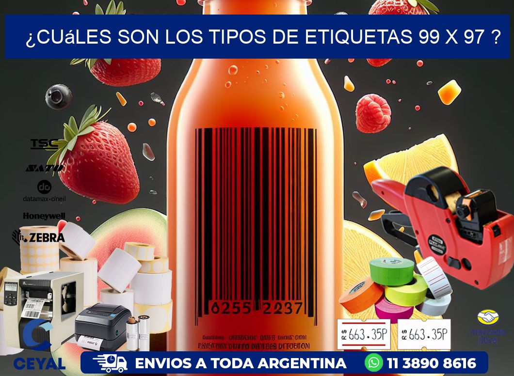 ¿Cuáles son los tipos de etiquetas 99 x 97 ?
