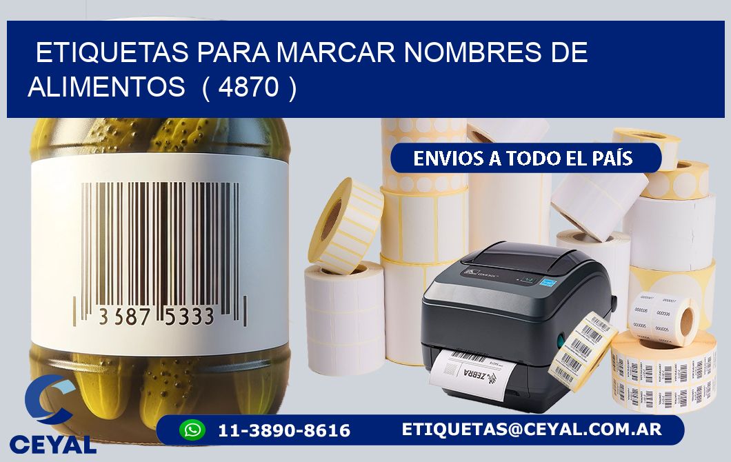 ETIQUETAS PARA MARCAR NOMBRES DE ALIMENTOS  ( 4870 )