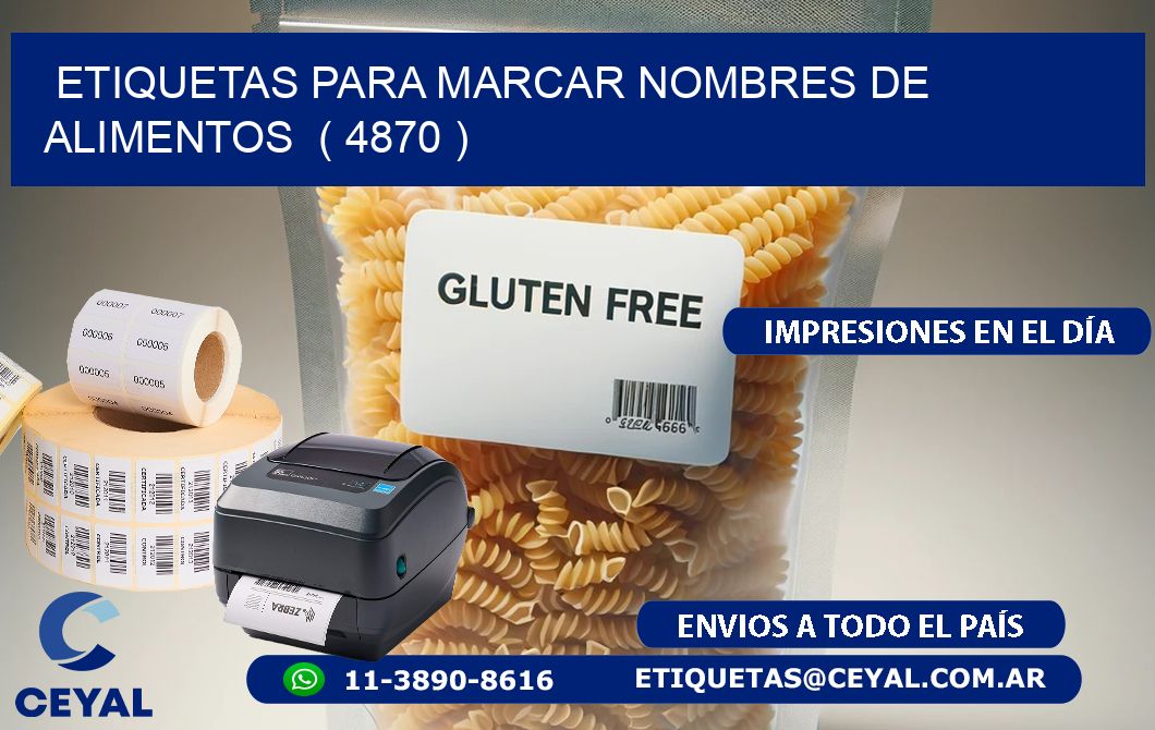 ETIQUETAS PARA MARCAR NOMBRES DE ALIMENTOS  ( 4870 )