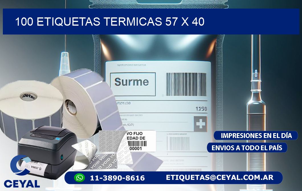 100 ETIQUETAS TERMICAS 57 x 40