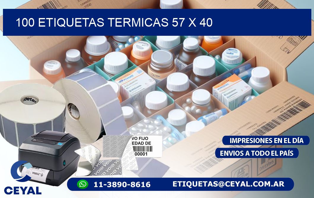 100 ETIQUETAS TERMICAS 57 x 40