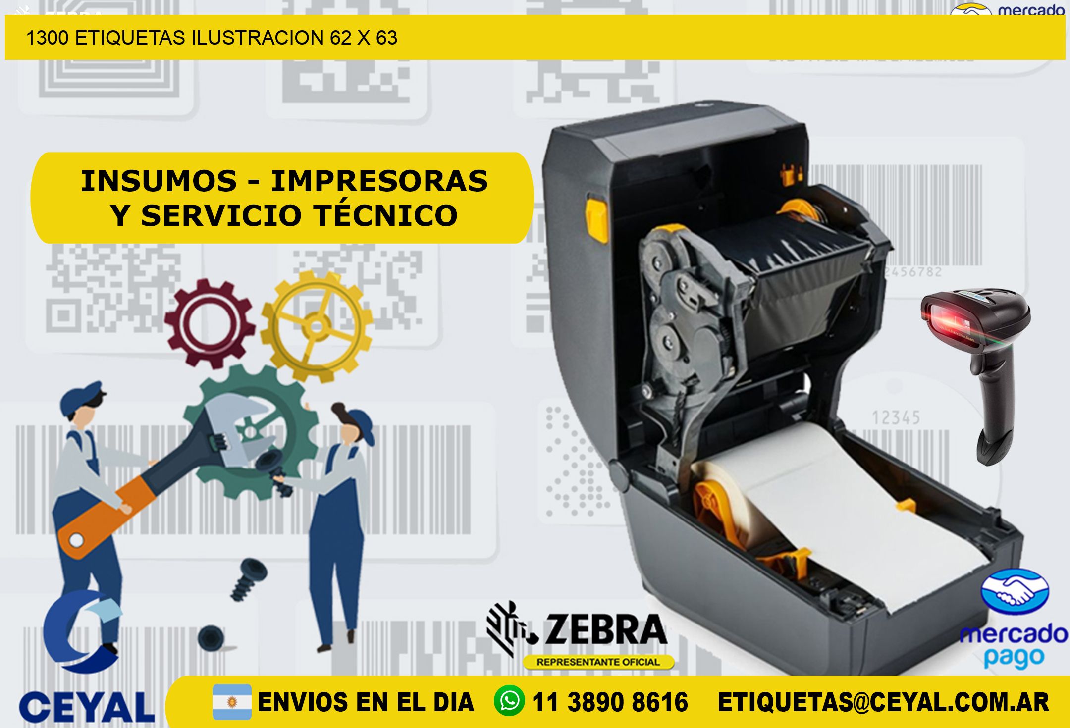 1300 ETIQUETAS ILUSTRACION 62 x 63