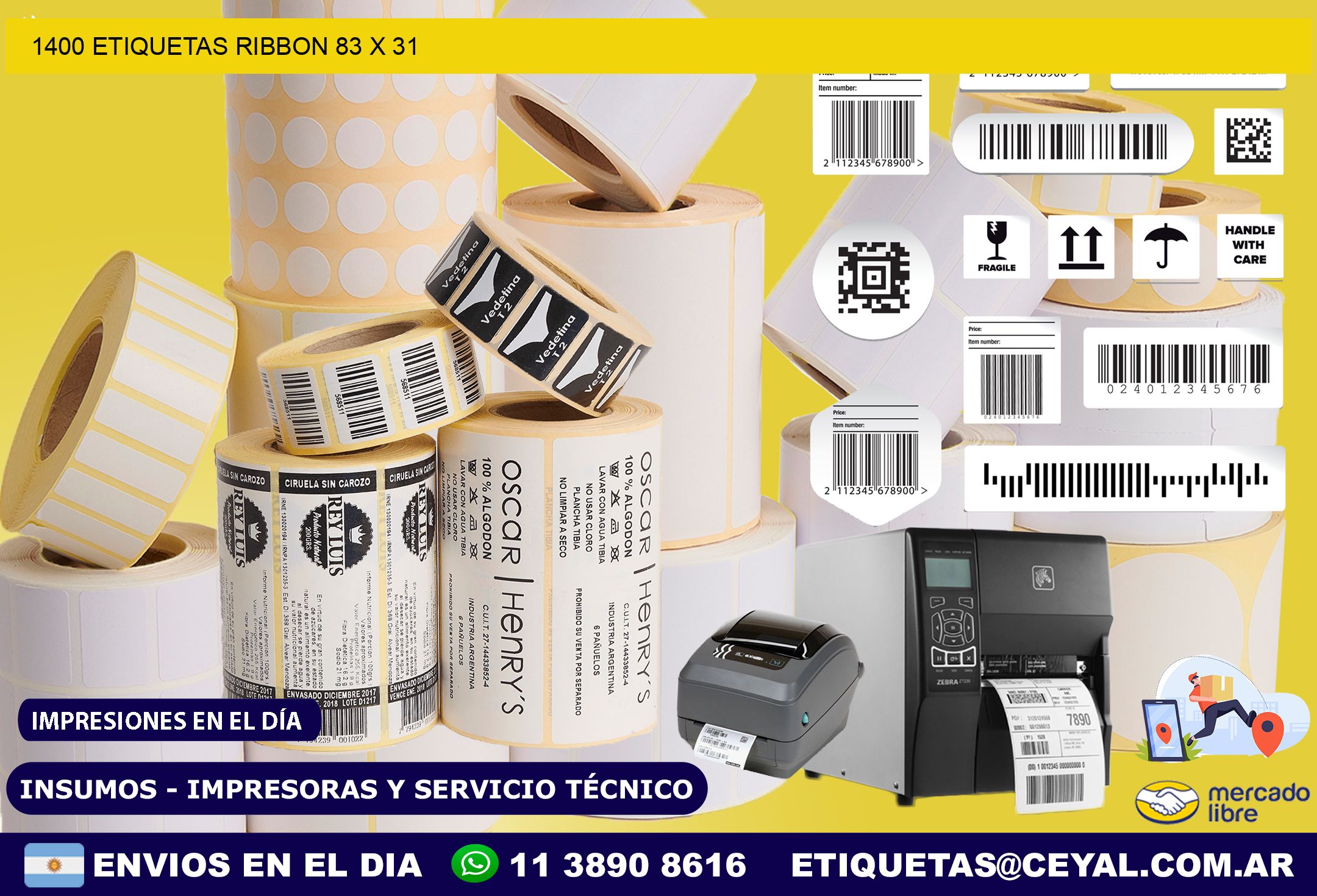 1400 ETIQUETAS RIBBON 83 x 31