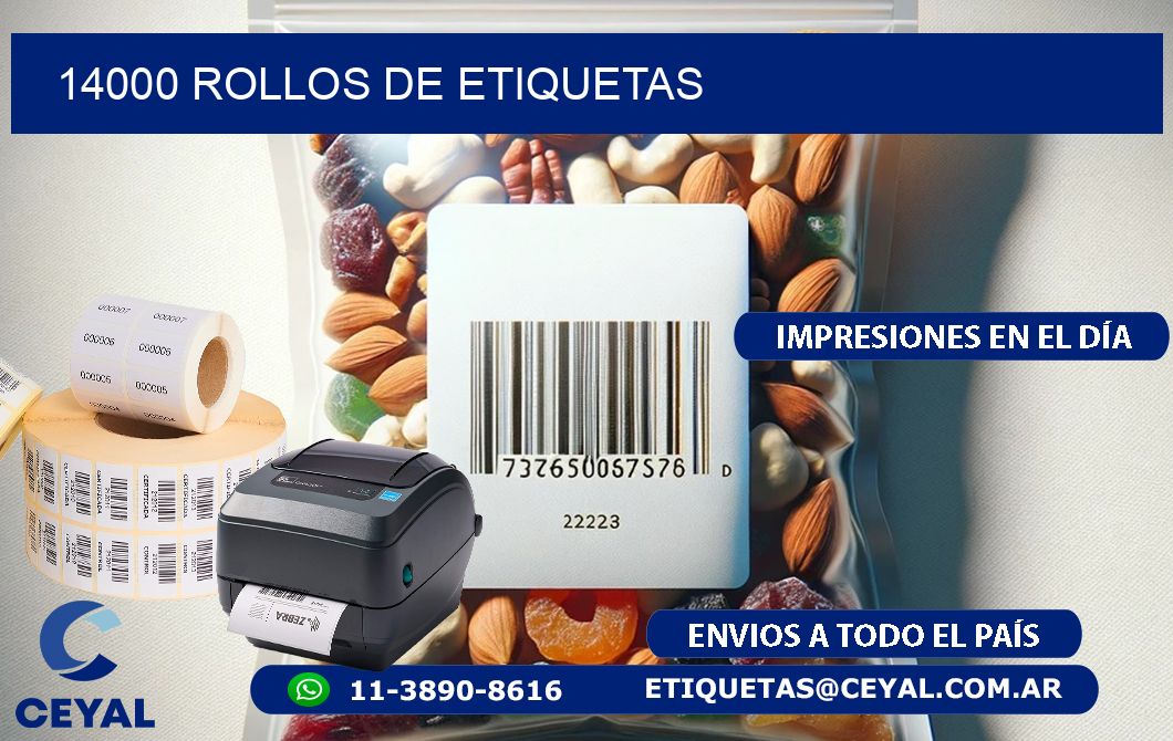 14000 ROLLOS DE ETIQUETAS