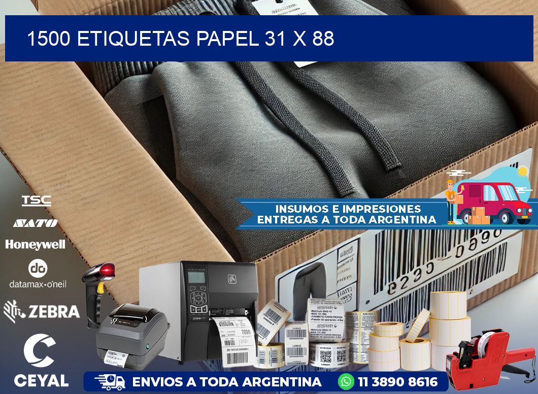1500 ETIQUETAS PAPEL 31 x 88