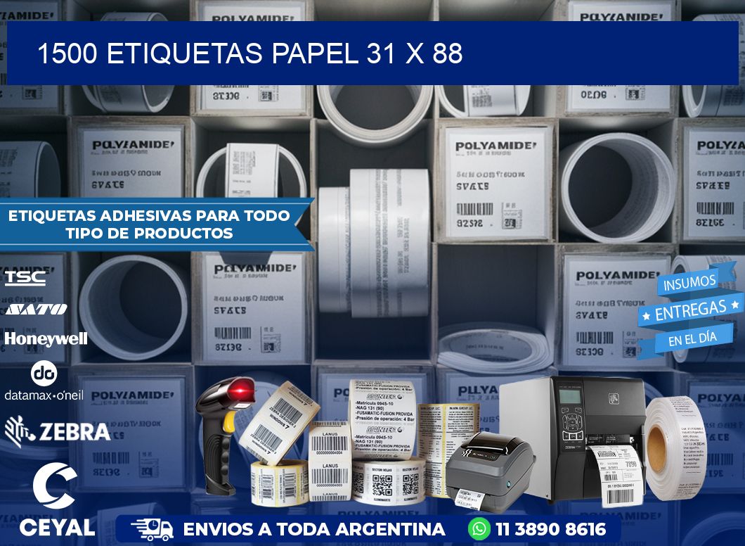 1500 ETIQUETAS PAPEL 31 x 88