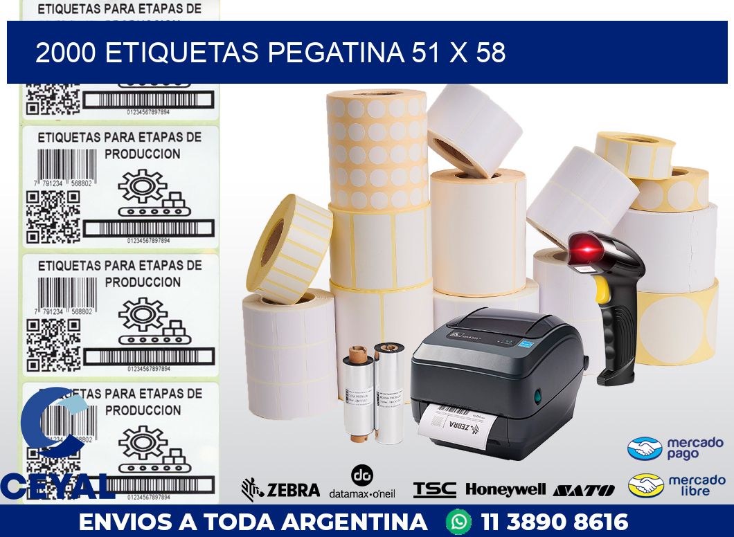 2000 ETIQUETAS PEGATINA 51 x 58
