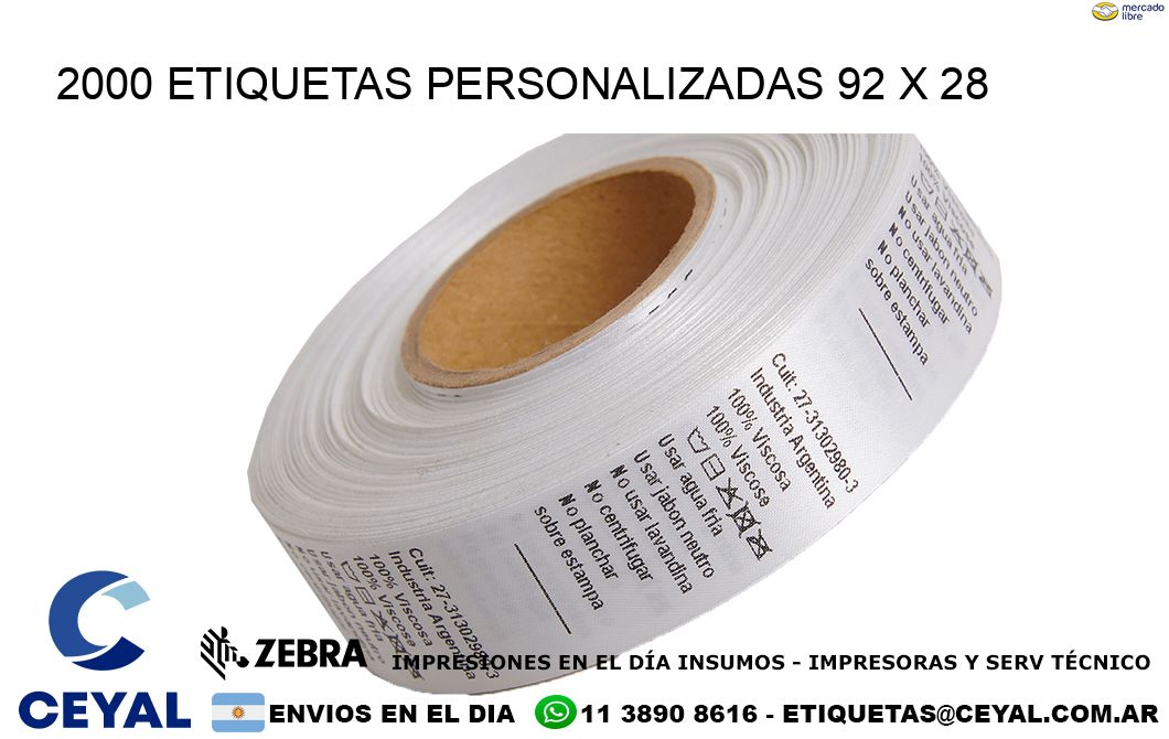 2000 ETIQUETAS PERSONALIZADAS 92 x 28